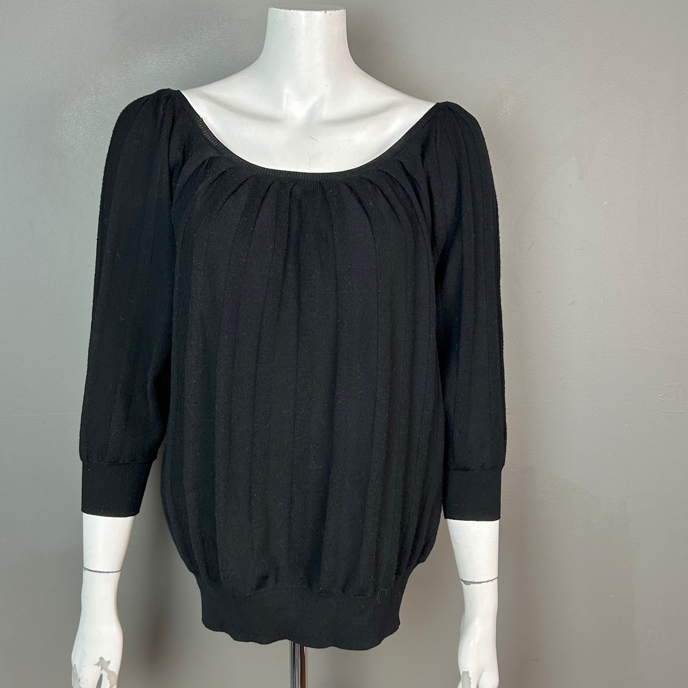 Theory Pleated Scoop Neck sweater women's small pleated Wool witchy relaxed